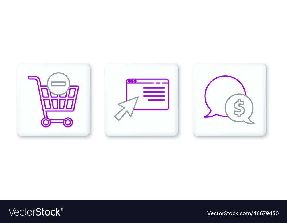 Set line speech bubble with dollar remove