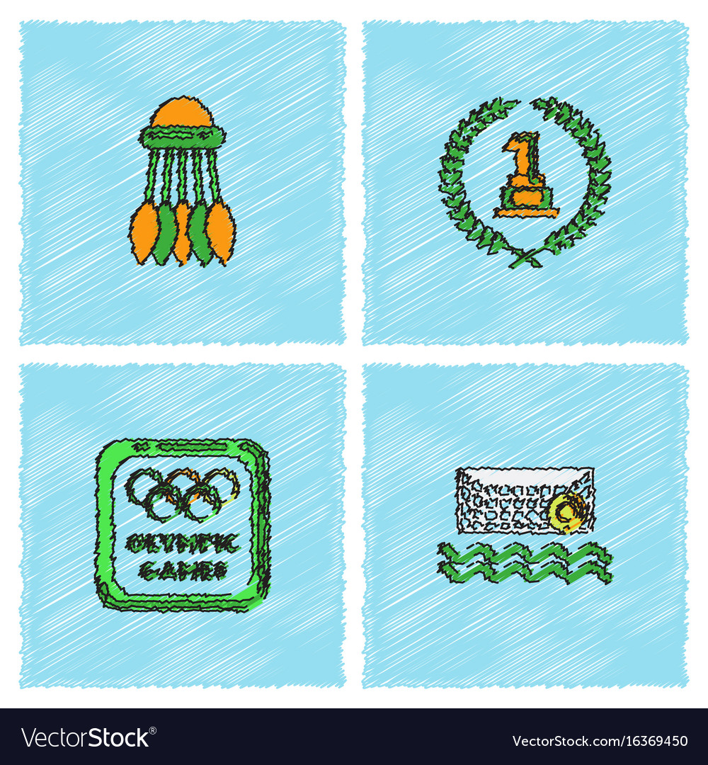 Set of olympic game design in hatching style
