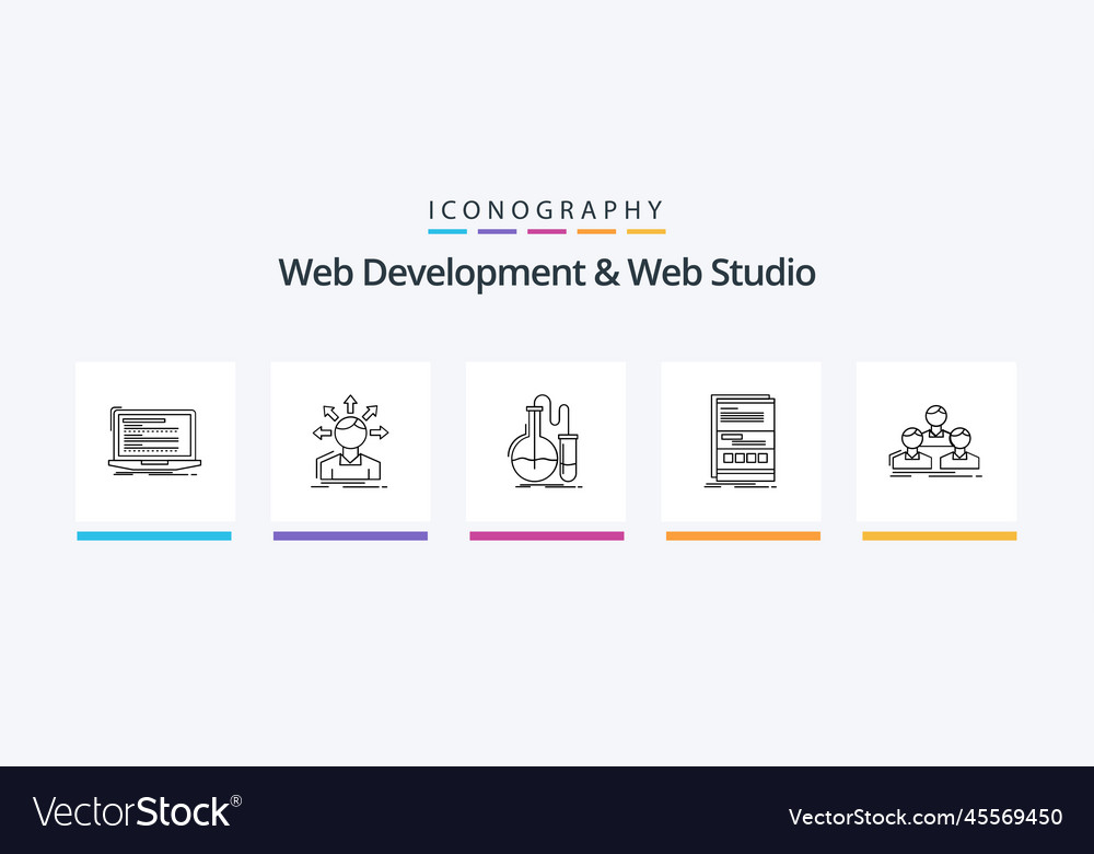 Web development and studio line 5 icon pack