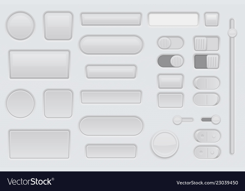 White web interface buttons set 3d icons