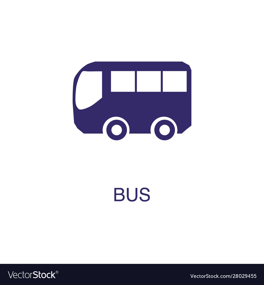 Bus element in flat simple style on white