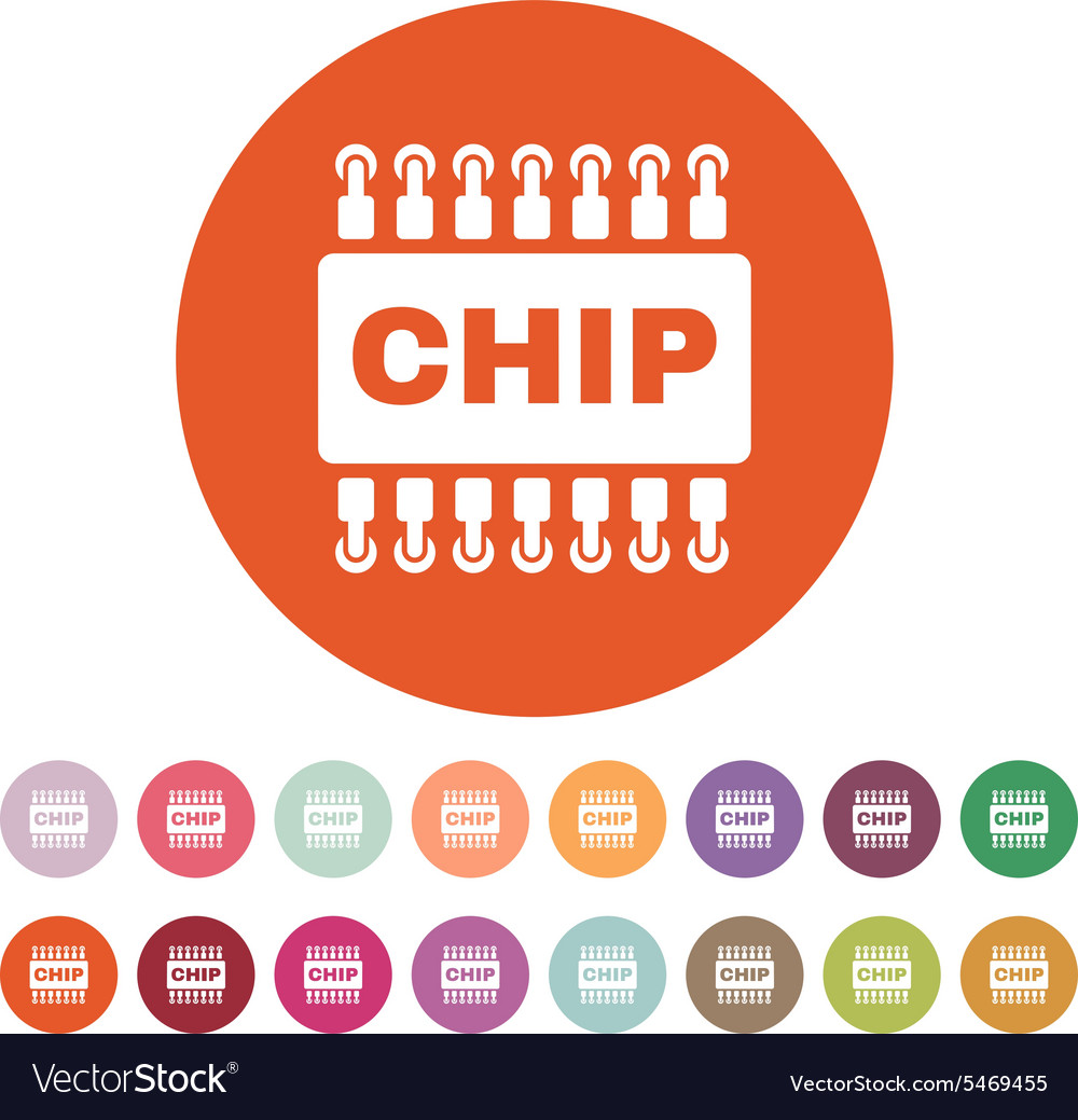Chip icon microchip and microcircuit symbol