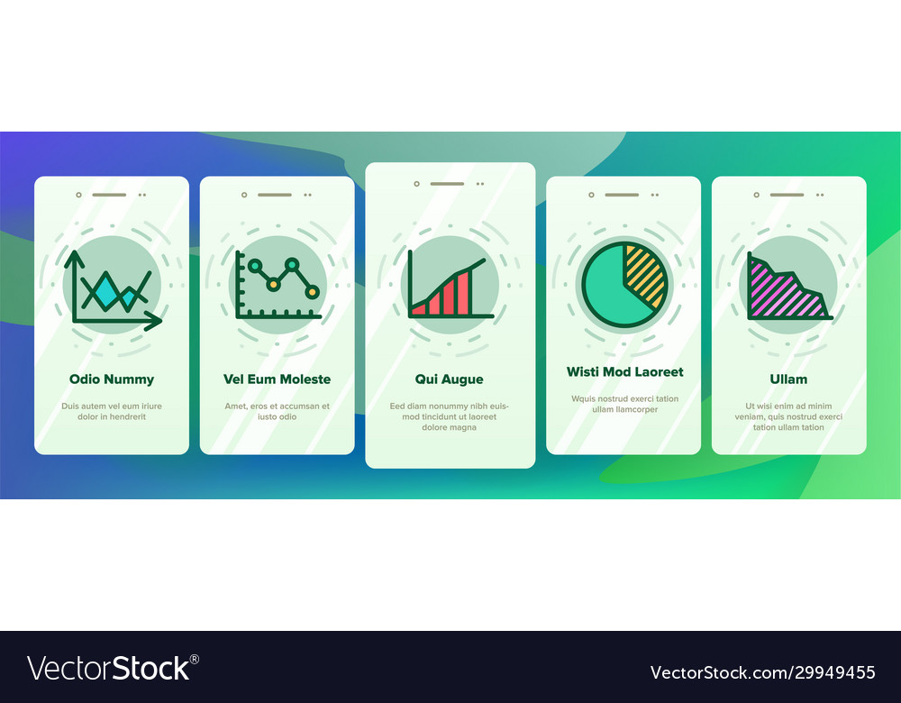 Color different graph onboarding vector image Color different graph onboarding