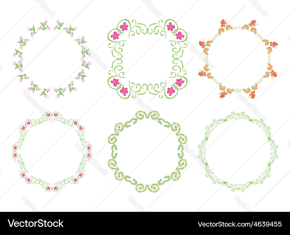 Green floral frames - set Royalty Free Vector Image