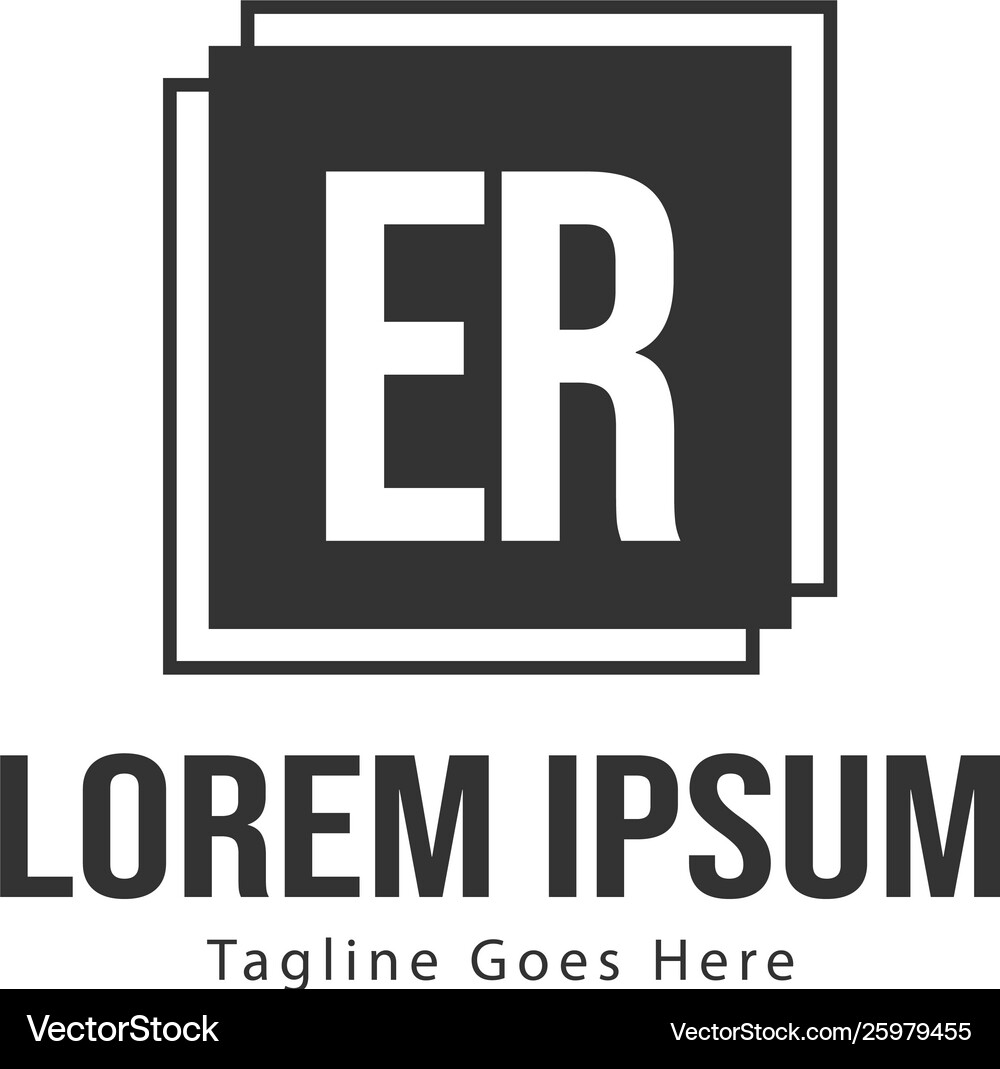 Initial er logo template with modern frame Vector Image
