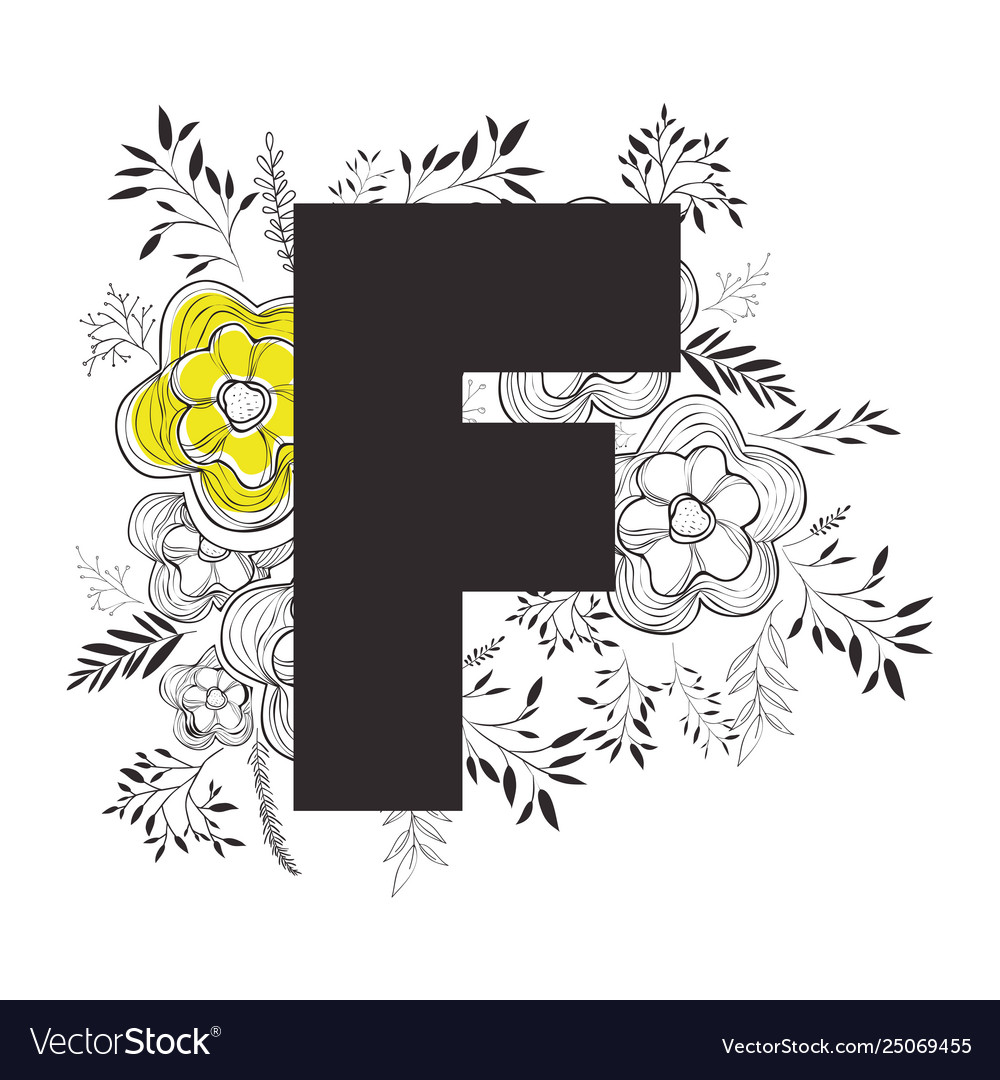 Letter F With Floral Decoration Royalty Free Vector Image