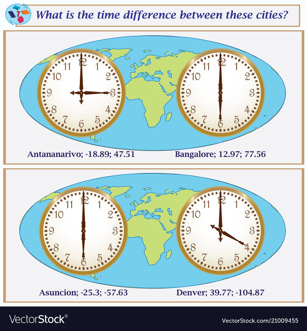 Logical task what is the time difference between vector image Logical task what is the time difference between