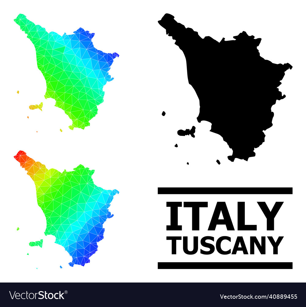 Lowpoly spectral colored map of tuscany region