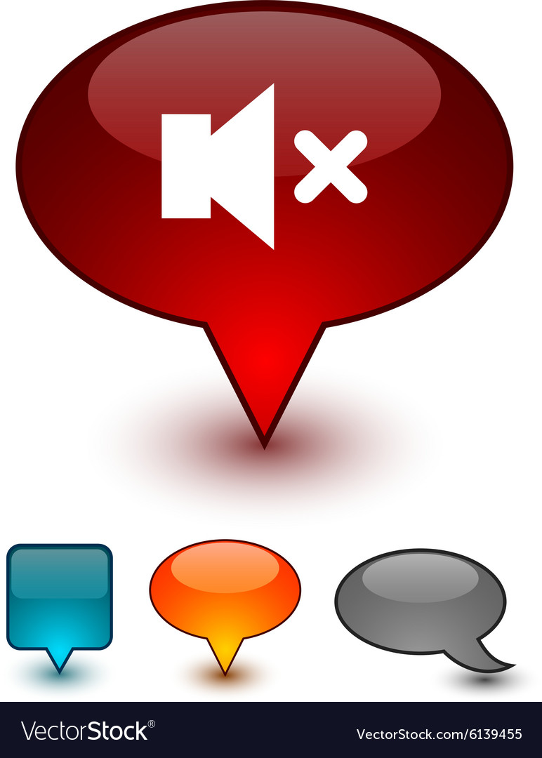 Mute speech comic icons Royalty Free Vector Image