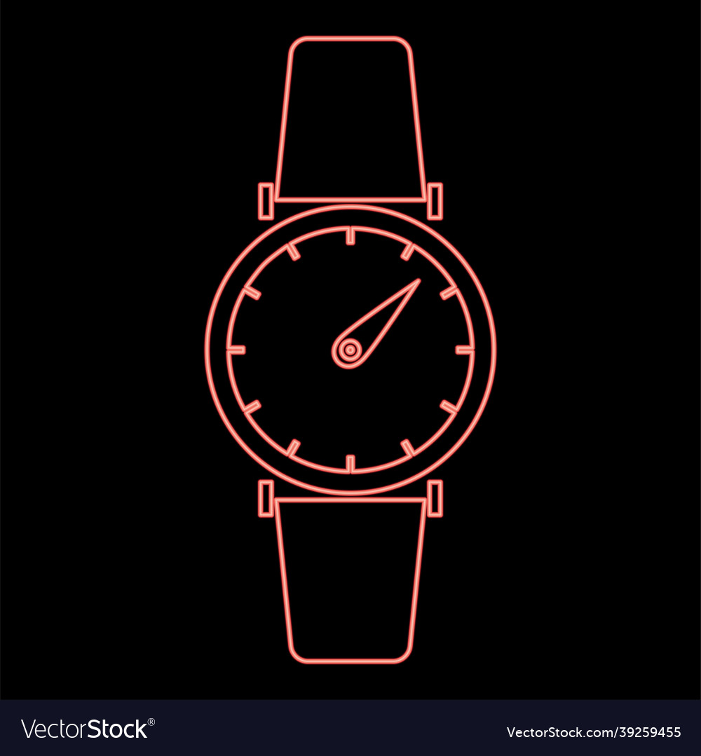 Neon hand watch red color flat style image Vector Image