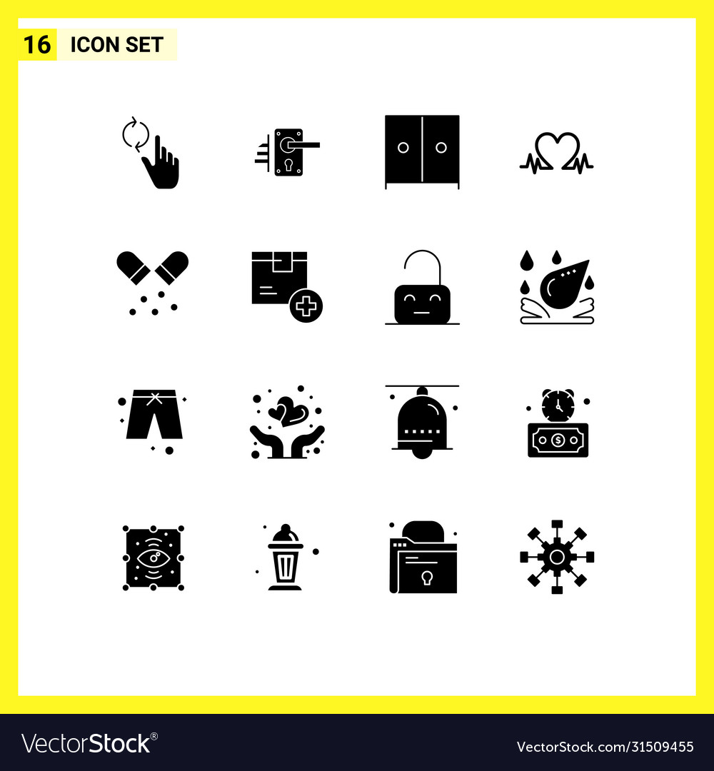 Pack 16 modern solid glyphs signs and symbols