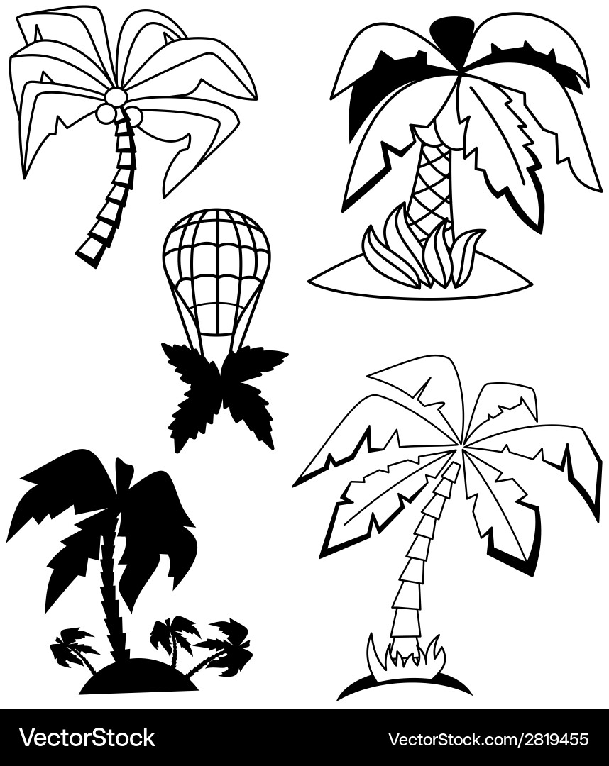 Palm trees set Royalty Free Vector Image - VectorStock
