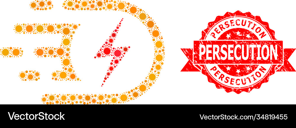 Scratched persecution stamp and covid19 virus Vector Image