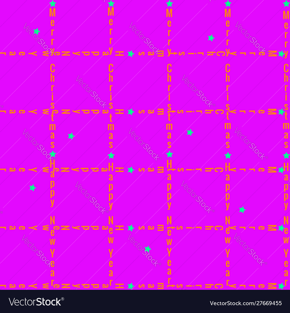 Seamless pattern with text in grid happy new vector image Seamless pattern with text in grid happy new