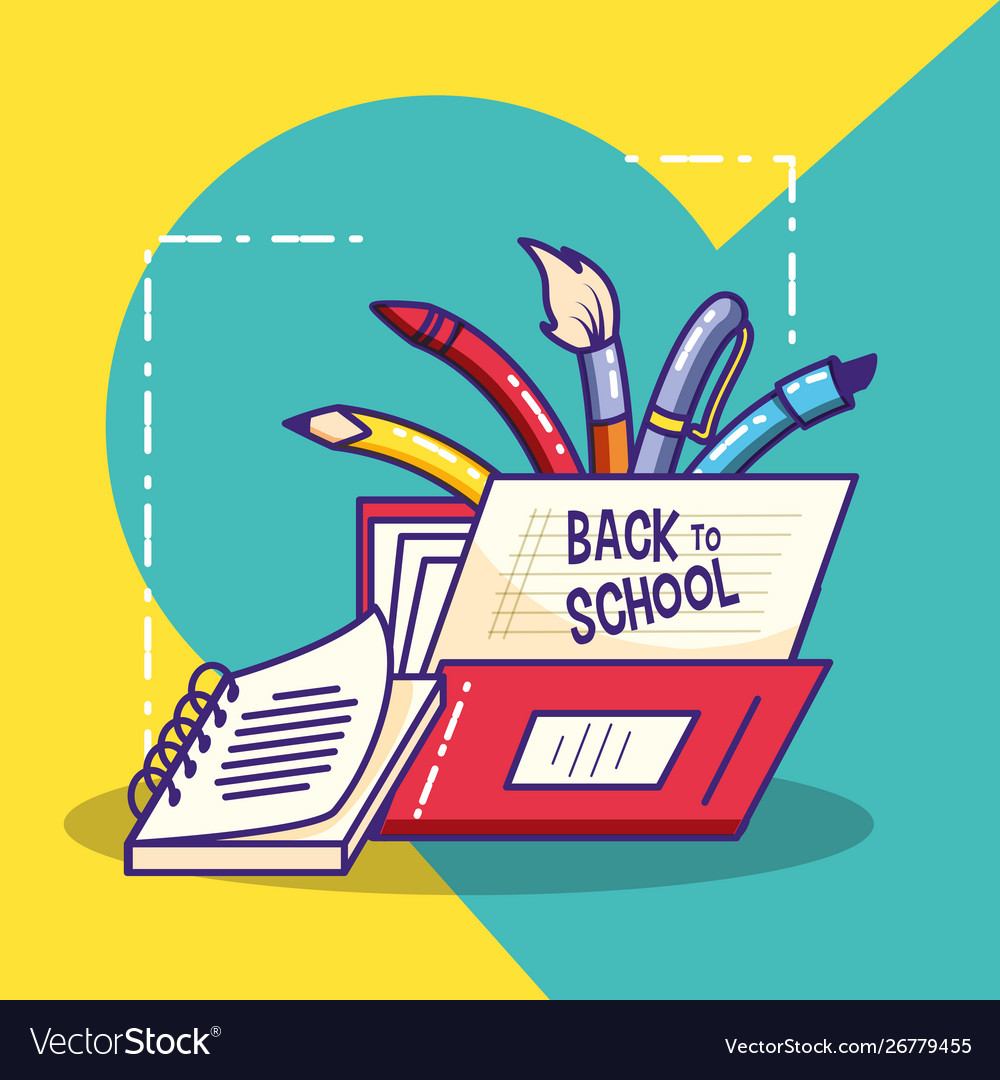 Set pencils with notebook and folder vector image Set pencils with notebook and folder