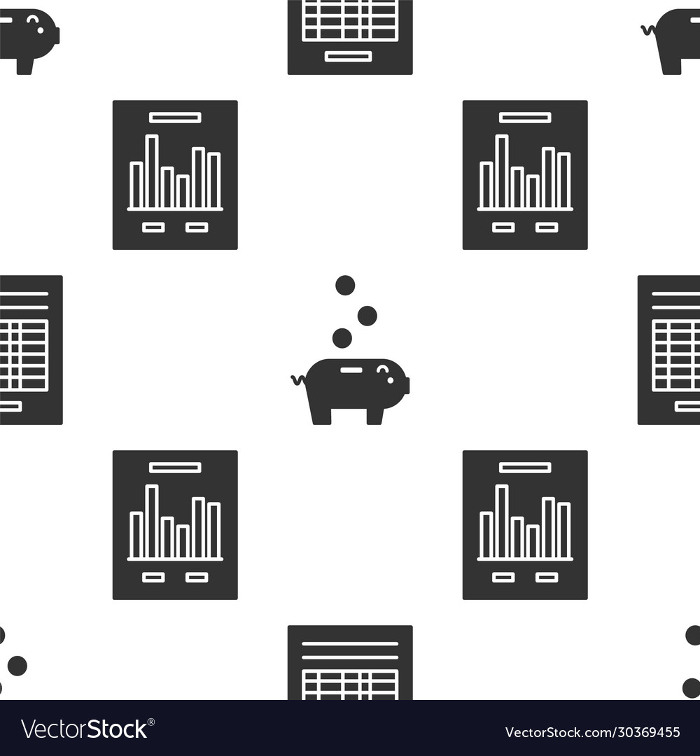 Set report file document piggy bank with coin vector image Set report file document piggy bank with coin