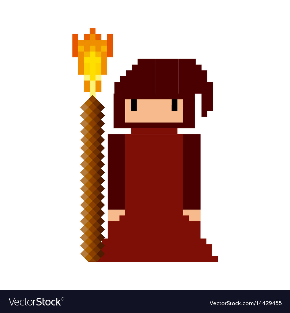 Sorcerer monk video game pixelated character