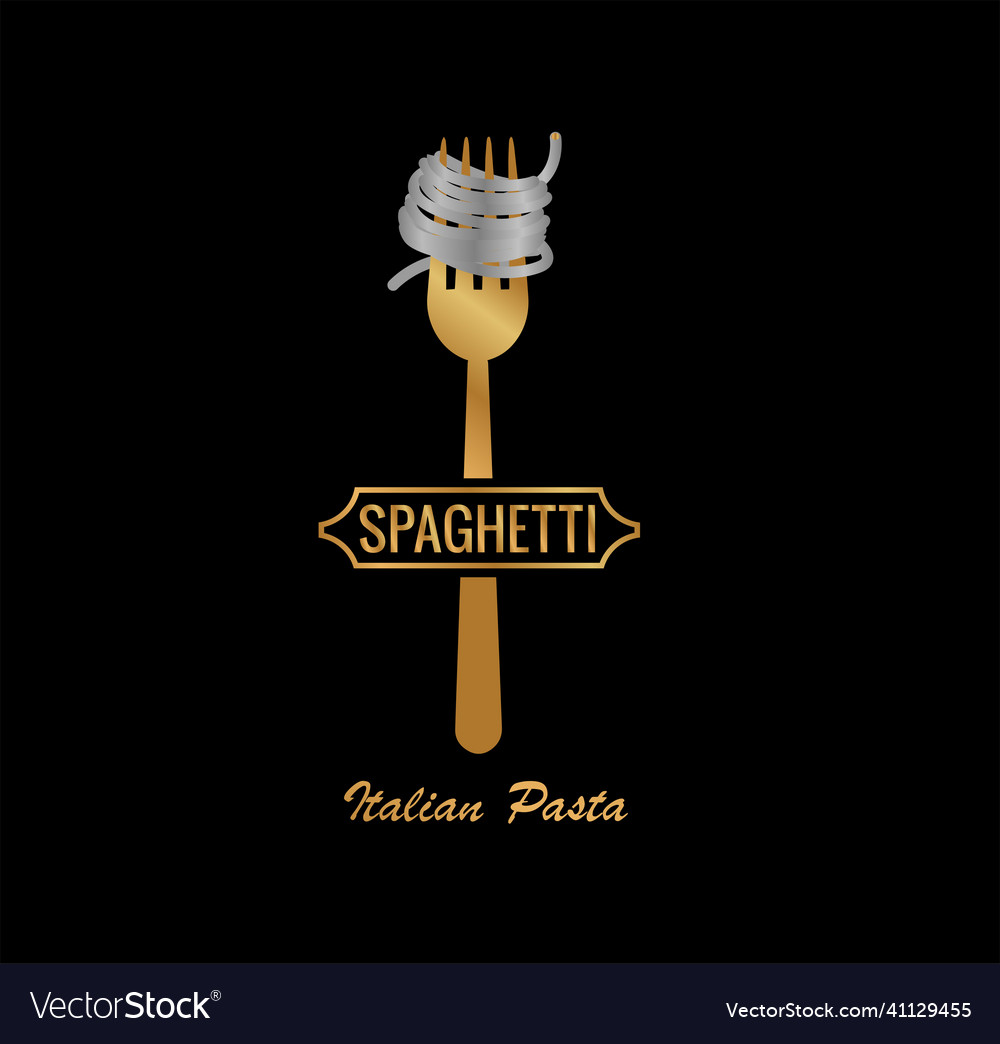 Spaghetti logo gold Royalty Free Vector Image - VectorStock