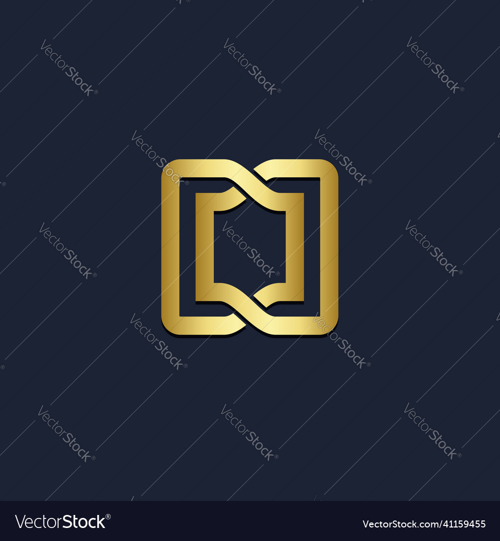 Square frame abstract connection gold logo Vector Image