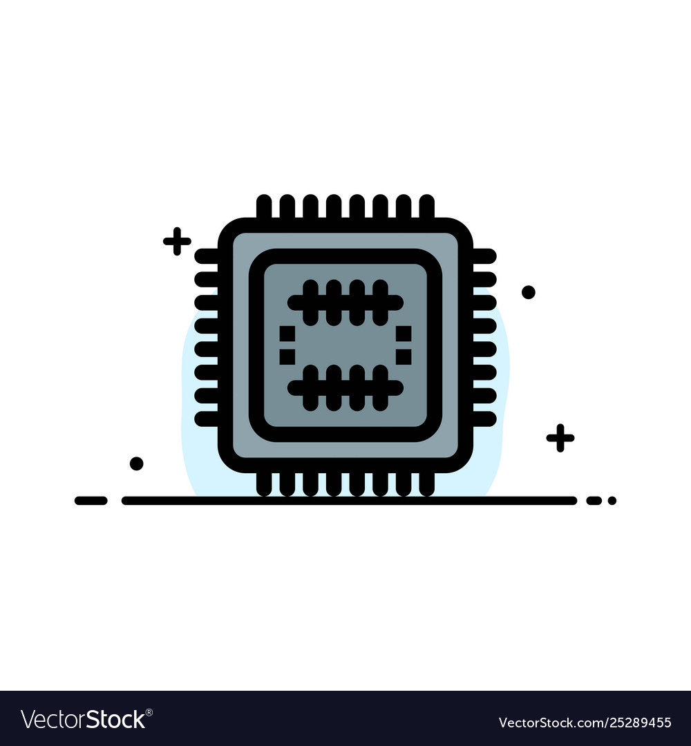 System tech technology cpu business flat line vector image System tech technology cpu business flat line