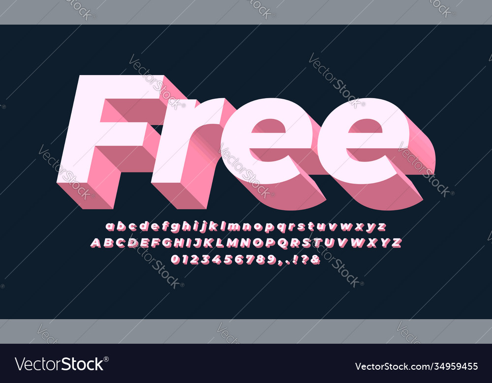 White pink 3d text effect or font design