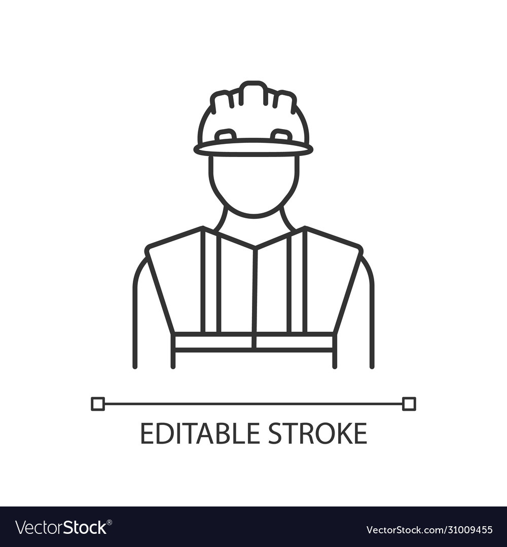 Worker in uniform pixel perfect linear icon