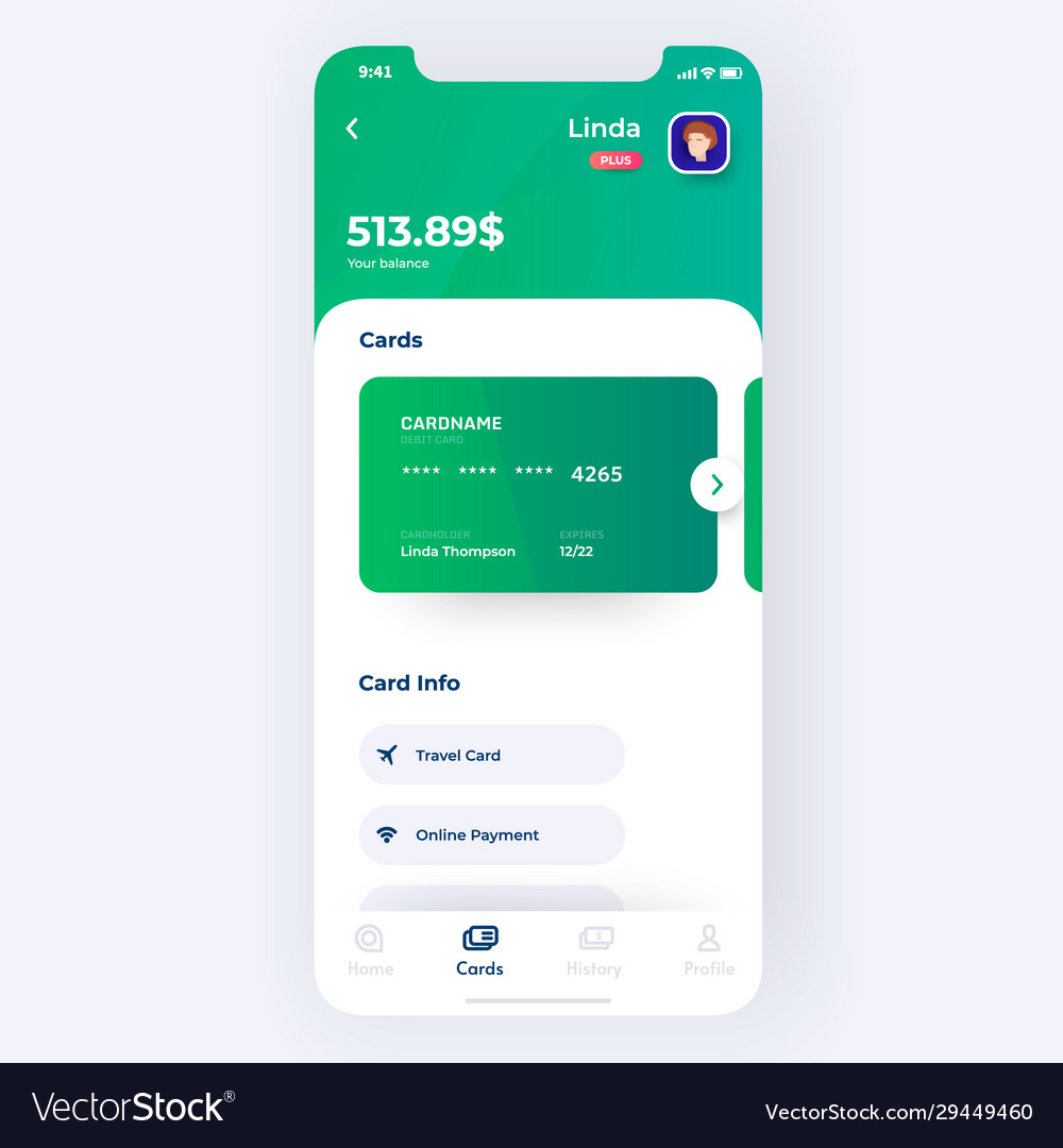 Banking app ui kit prototype design mobile vector image Banking app ui kit prototype design mobile