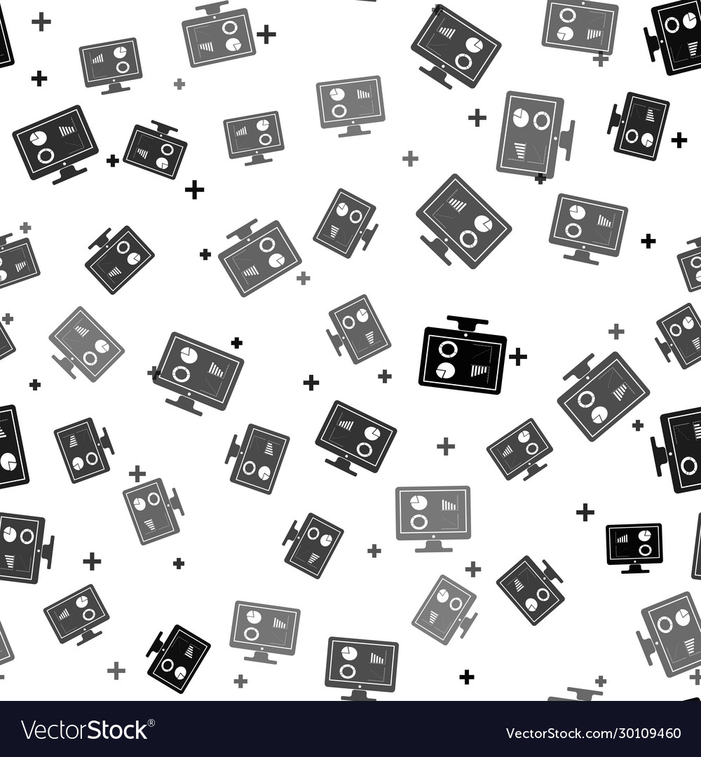 Black computer monitor with graph chart icon vector image Black computer monitor with graph chart icon