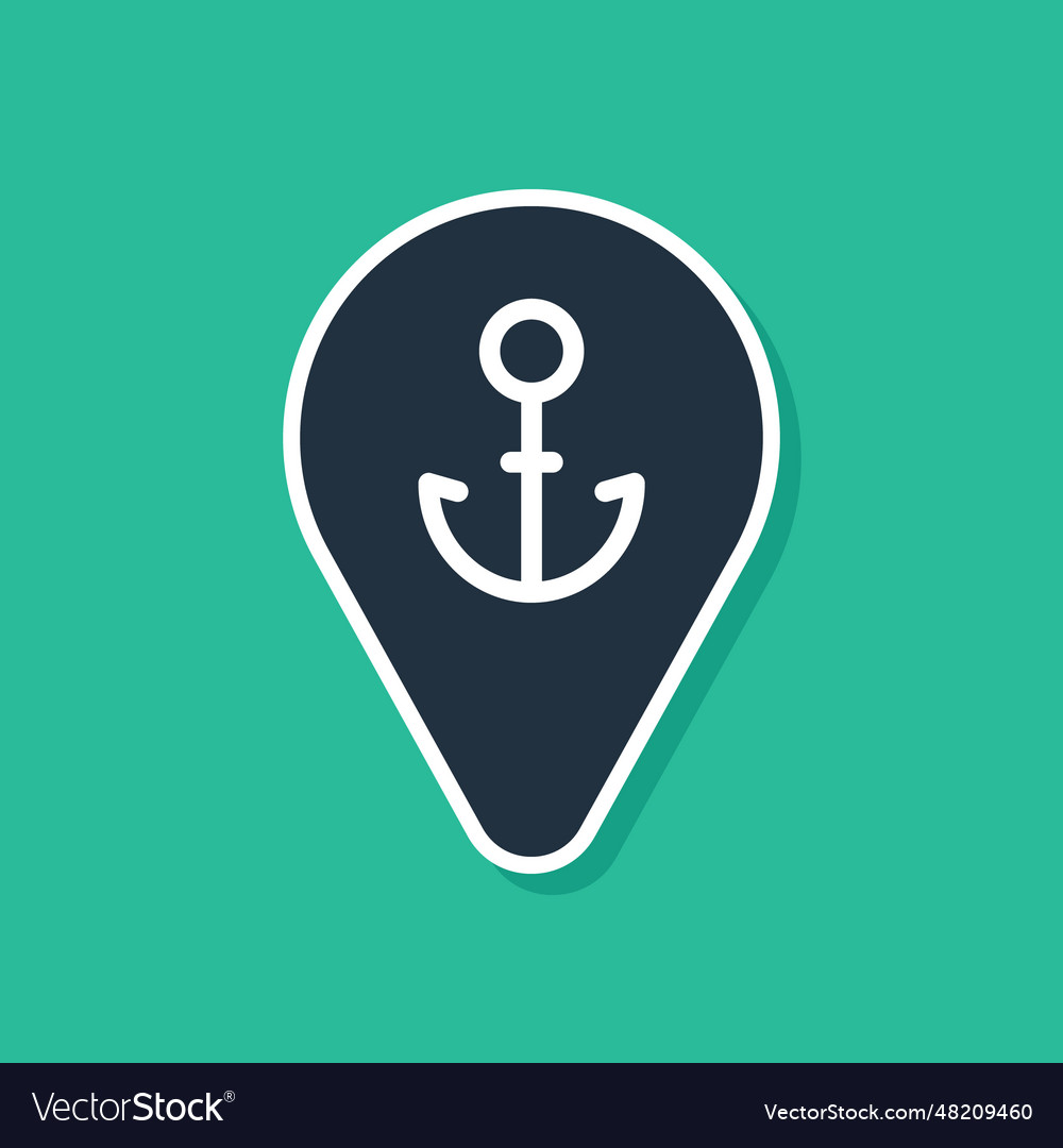 Blue map pointer with anchor icon isolated Vector Image