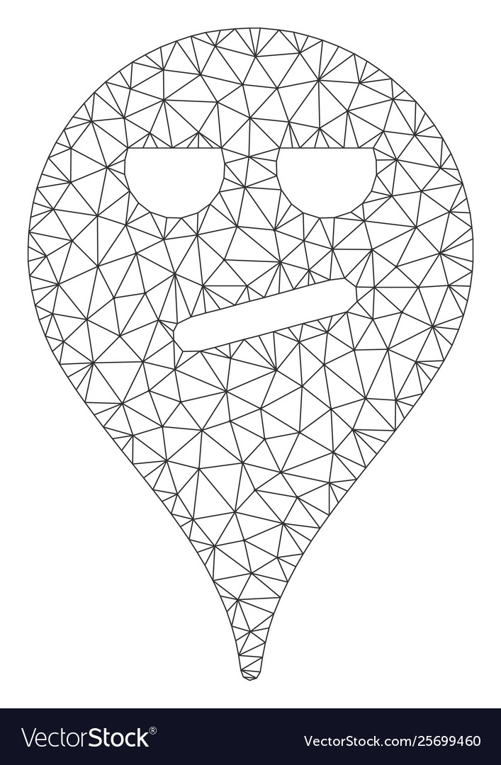 Bored smiley map marker polygonal frame vector image Bored smiley map marker polygonal frame