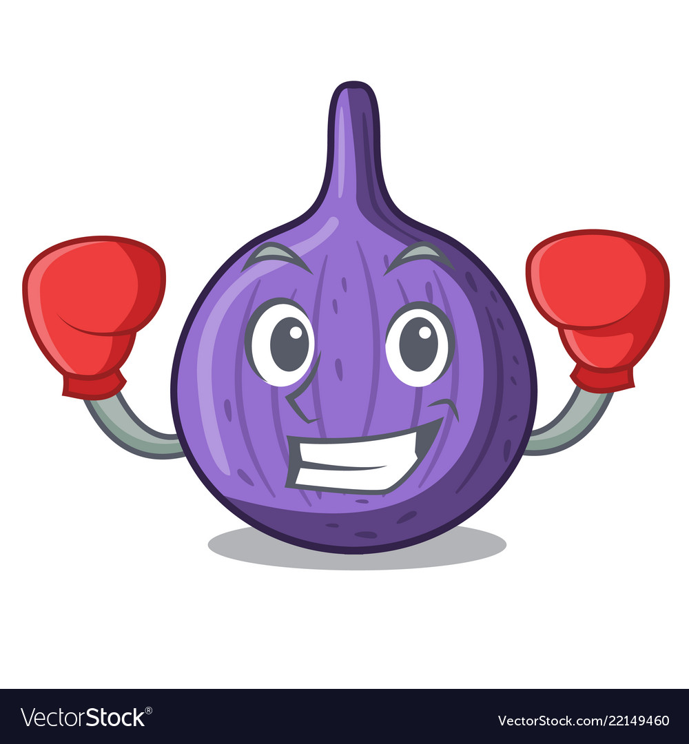 Boxing character fig fruit for healthy lifestyle