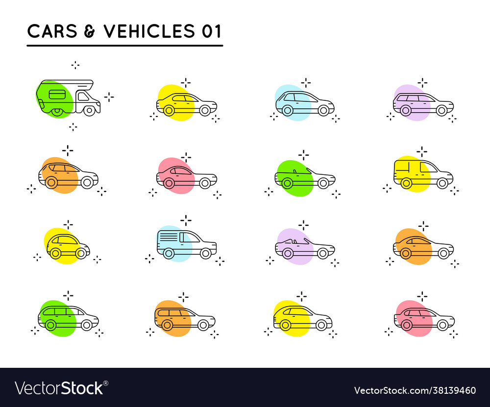 Car icon pack. All car types icon collection. Vehicle icons