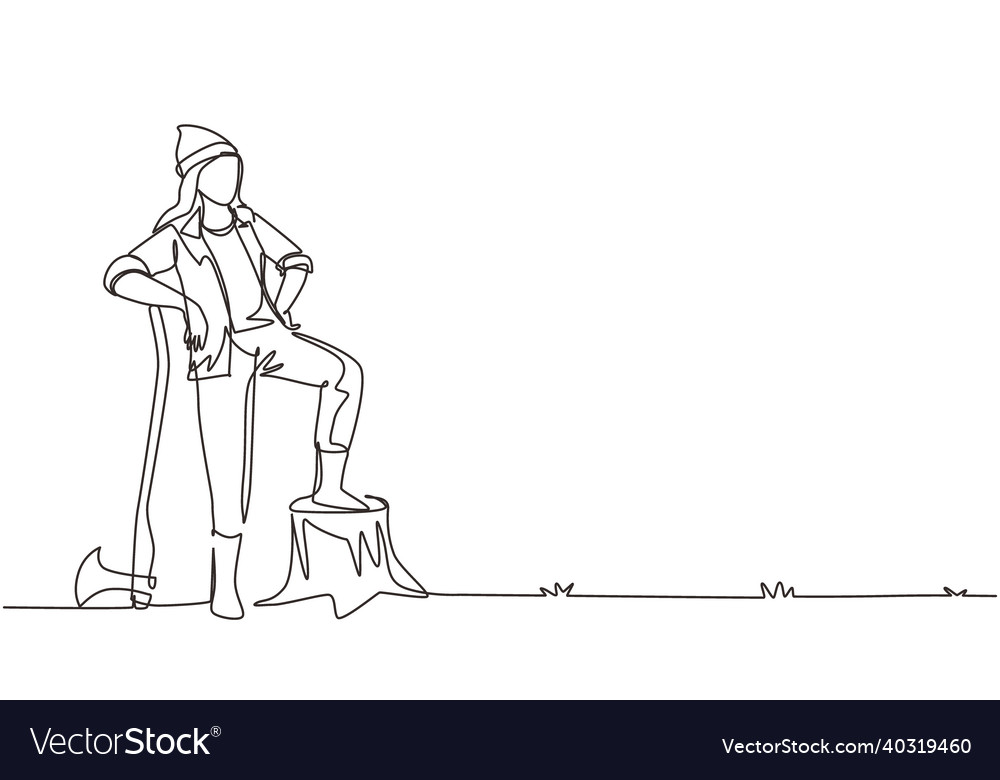 Continuous One Line Drawing Beautiful Woman Vector Image