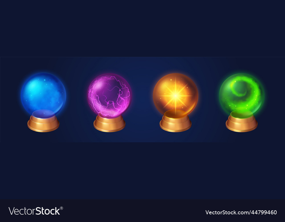 Crystal globes witch or sorcerer magic spheres Vector Image