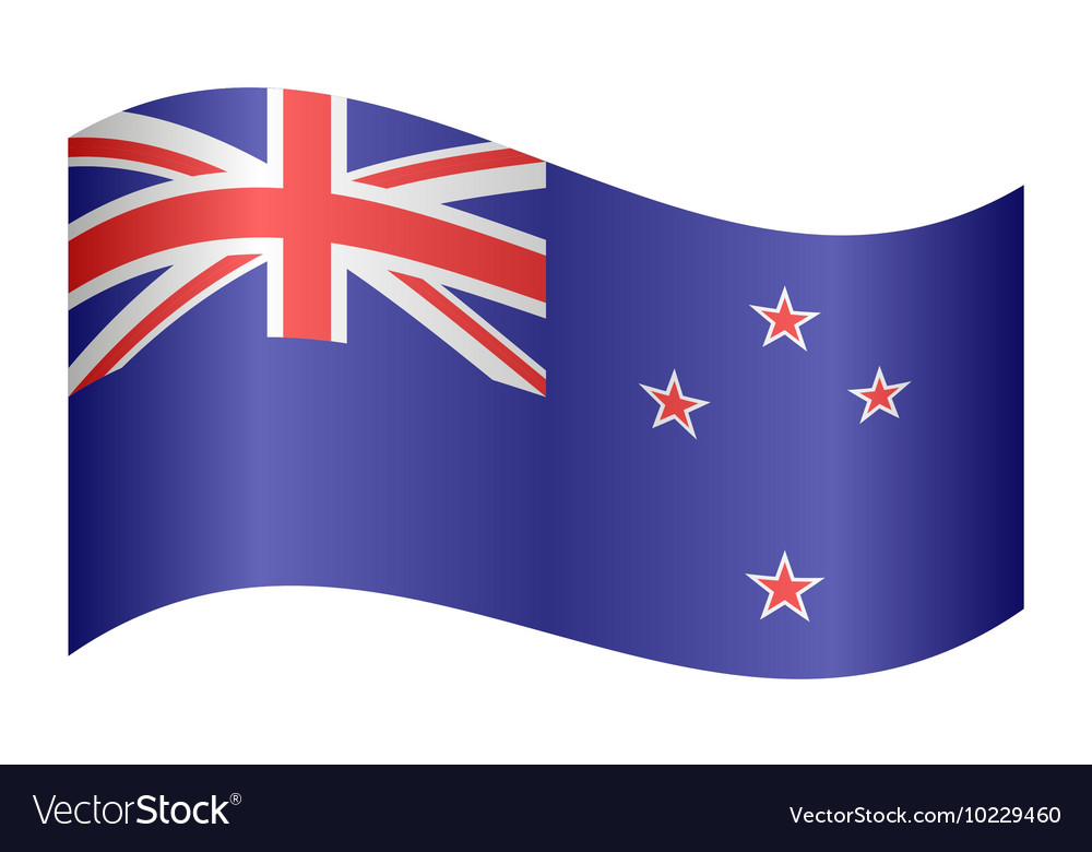 Flag of New Zealand waving on white background Vector Image