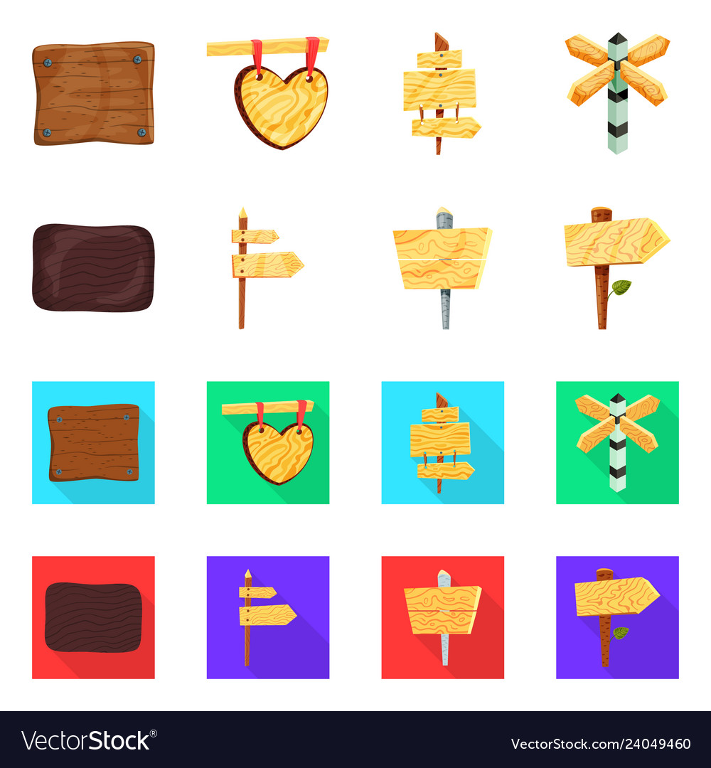 Isolated object of raw and forest sign set