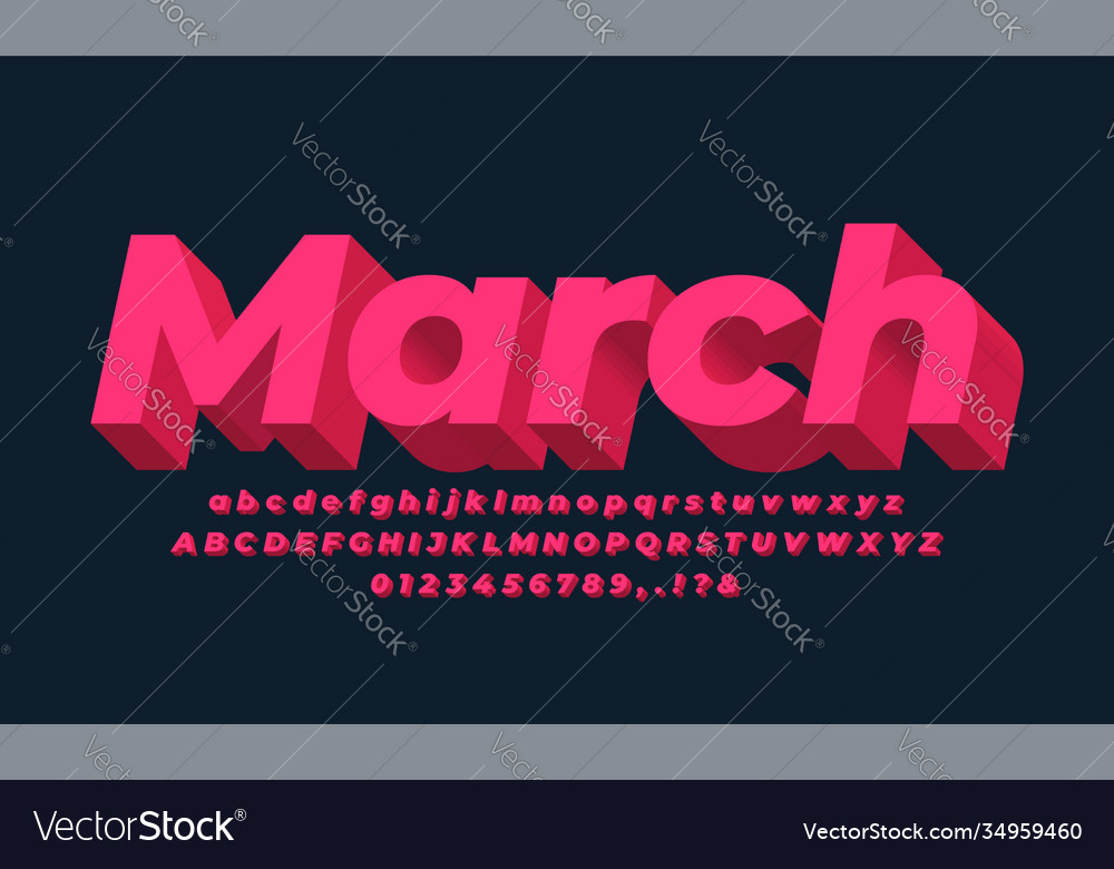 Red soft bold 3d font effect or text vector image Red soft bold 3d font effect or text