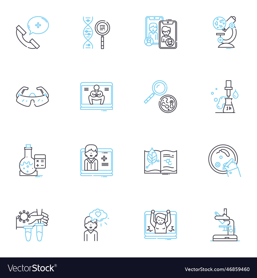 Resilience fortitude linear icons set endurance