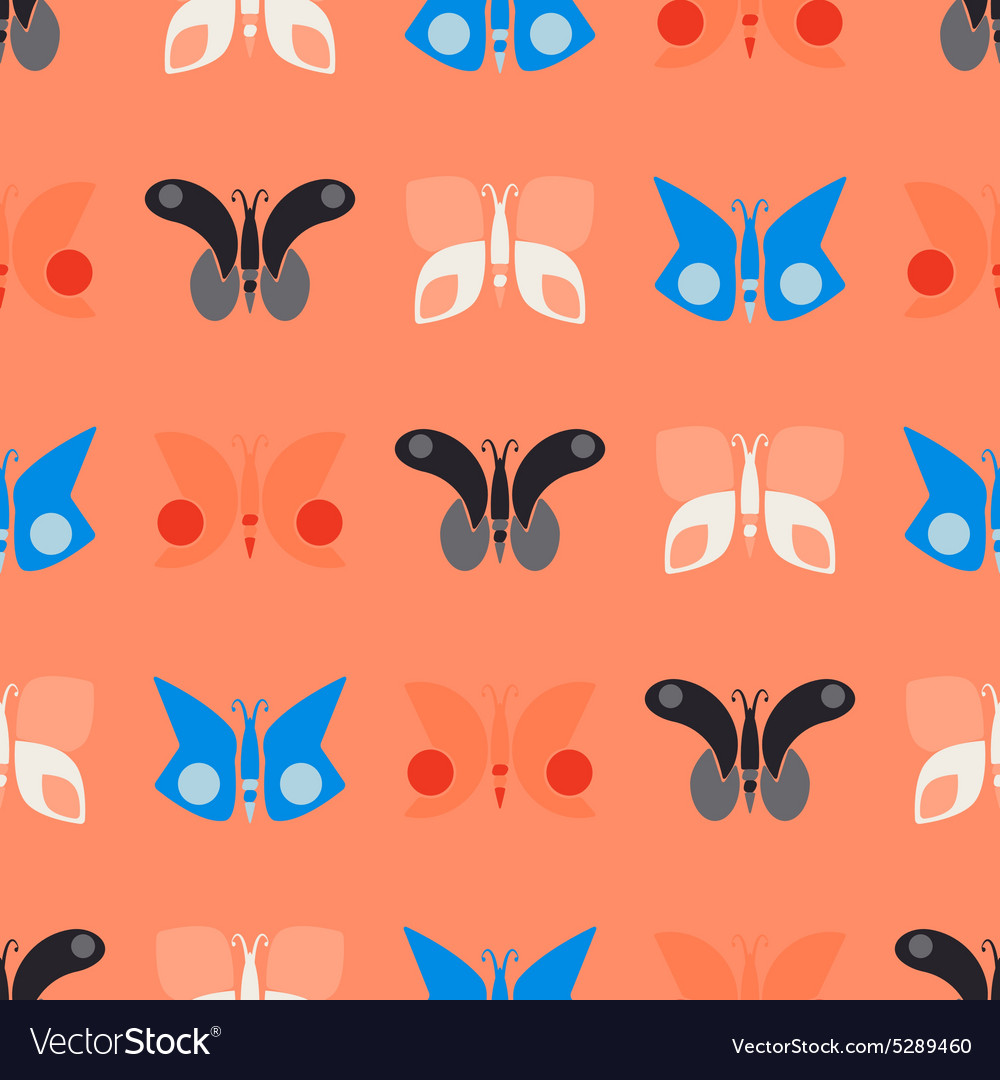 Seamless background with different butterflies