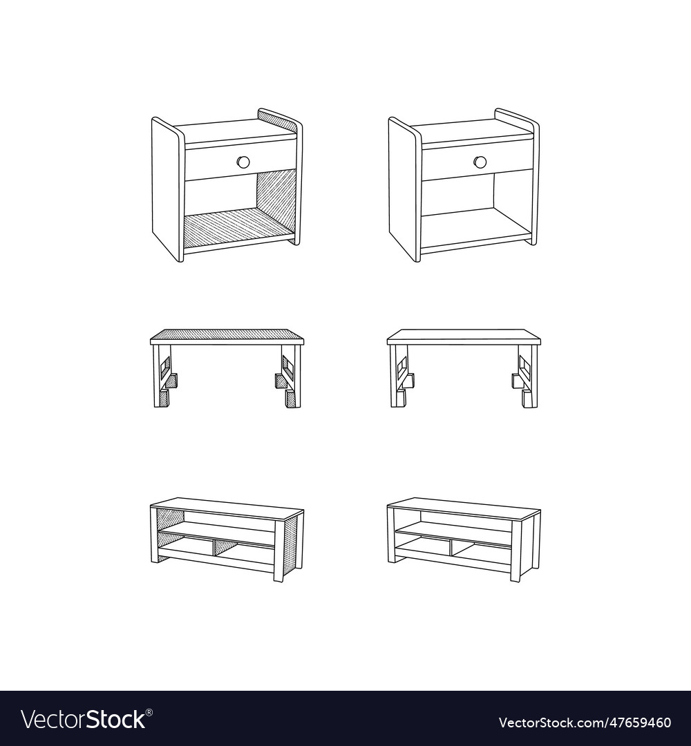 Set of table simple icon line art design template