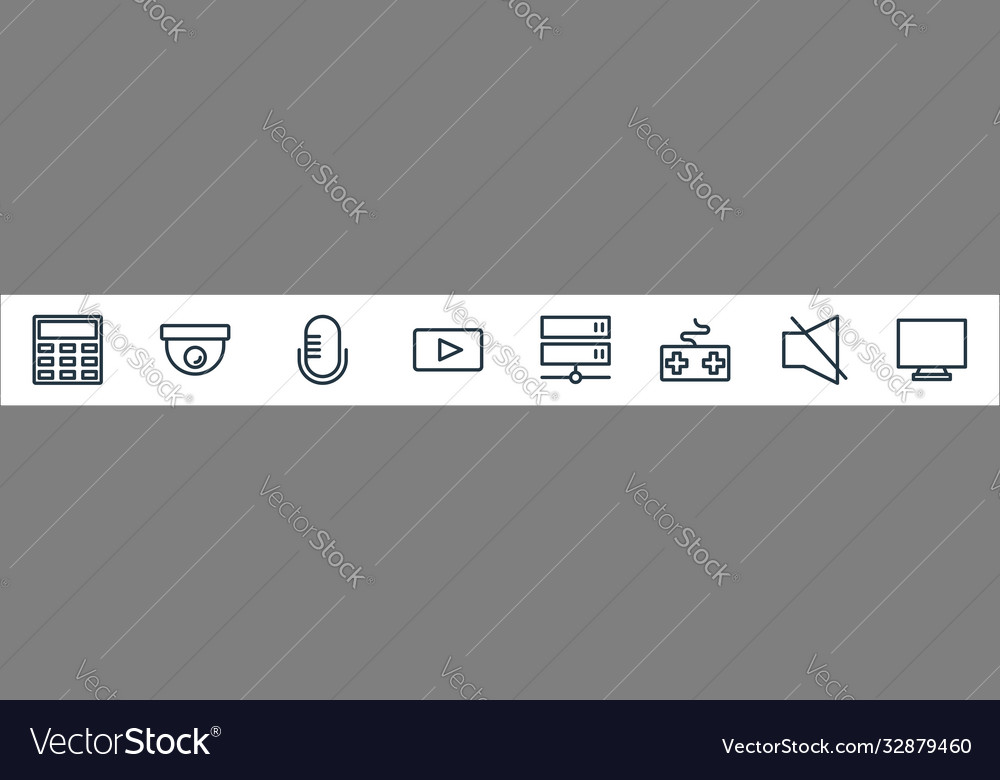 Technology line icons linear set quality vector image Technology line icons linear set quality