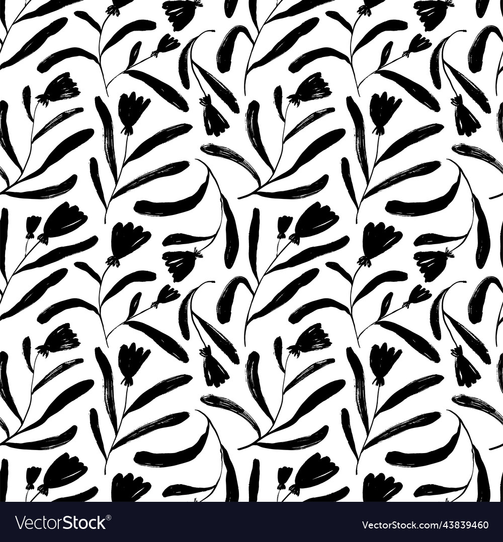 Tulips on a thin stems seamless pattern vector image Tulips on a thin stems seamless pattern