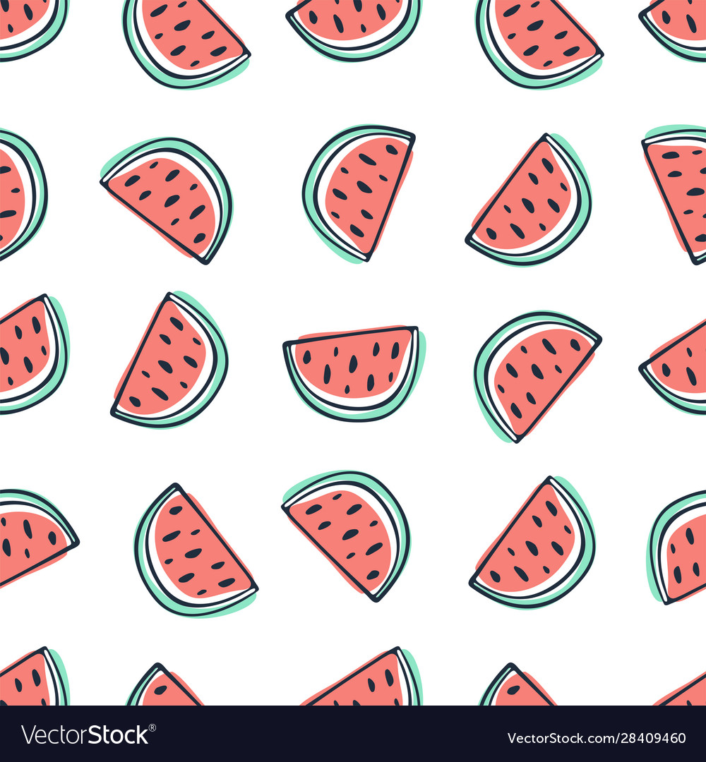 Watermelon seamless pattern in sketchy style