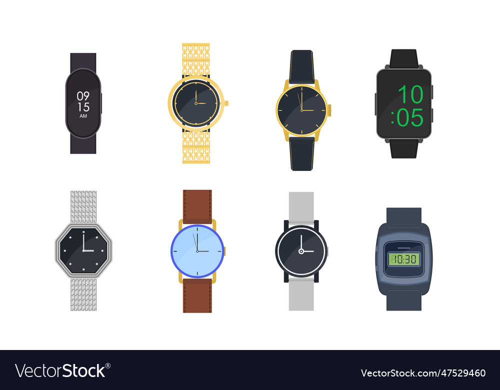 Wrist Watches Set Royalty Free Vector Image - VectorStock