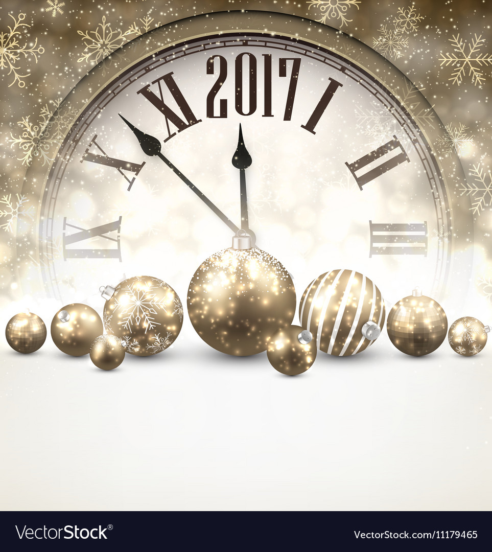 2017 new year background with clock