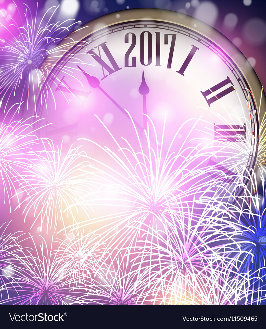 2017 new year background with clock