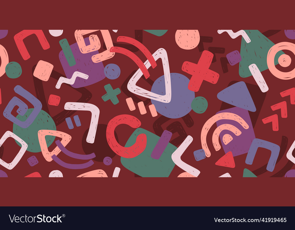 Abstract seamless red banner with multicolored