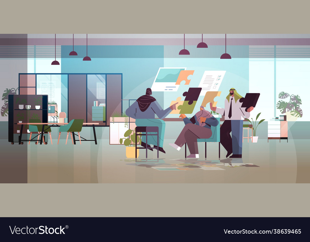 Arab businesspeople team planning day scheduling Vector Image