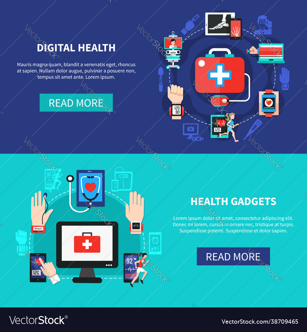 Digitale Gesundheit Gadgets flache Banner