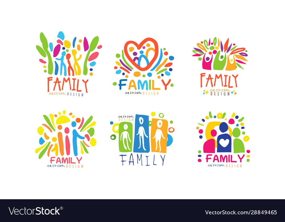 Family labels original design labels collection Vector Image